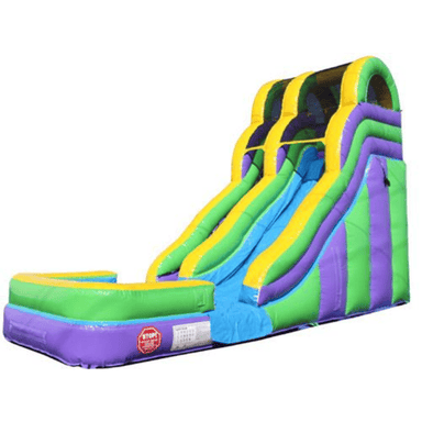 Moonwalk USA 18ft Green Double Dip Inflatable Water Slide Wet/Dry Front Left View