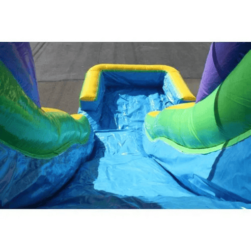 Moonwalk USA 18ft Green Double Dip Inflatable Water Slide W-262 slide channel and pool detail