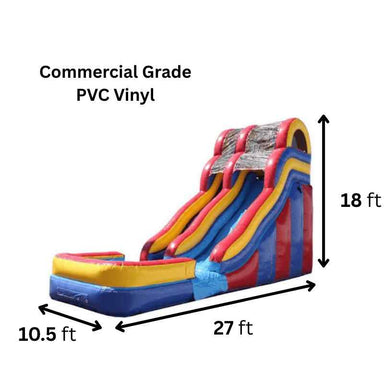 Moonwalk USA 18ft Red Double Dip Inflatable Water Slide Wet/Dry Dimensions and Commercial Grade Vinyl Details