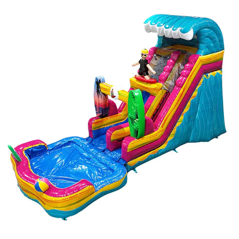 Moonwalk USA 18ft Surf Inflatable Water Slide with Removable Pool Left View