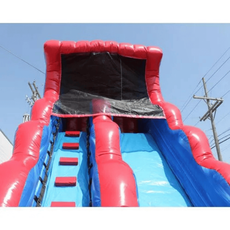 Moonwalk USA 18ft Tsunami Inflatable Water Slide Wet/Dry Top View of Ladder and Mesh