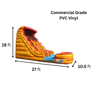 Moonwalk USA 18ft Volcano Inflatable Water Slide Wet/Dry Dimensions and Commercial Vinyl Specifications