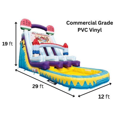 Moonwalk USA 19ft Dual Lane Ice Cream Water Slide with Removable Pool dimensions view