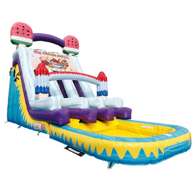 Moonwalk USA 19ft Dual Lane Ice Cream Water Slide with Removable Pool Front Right View