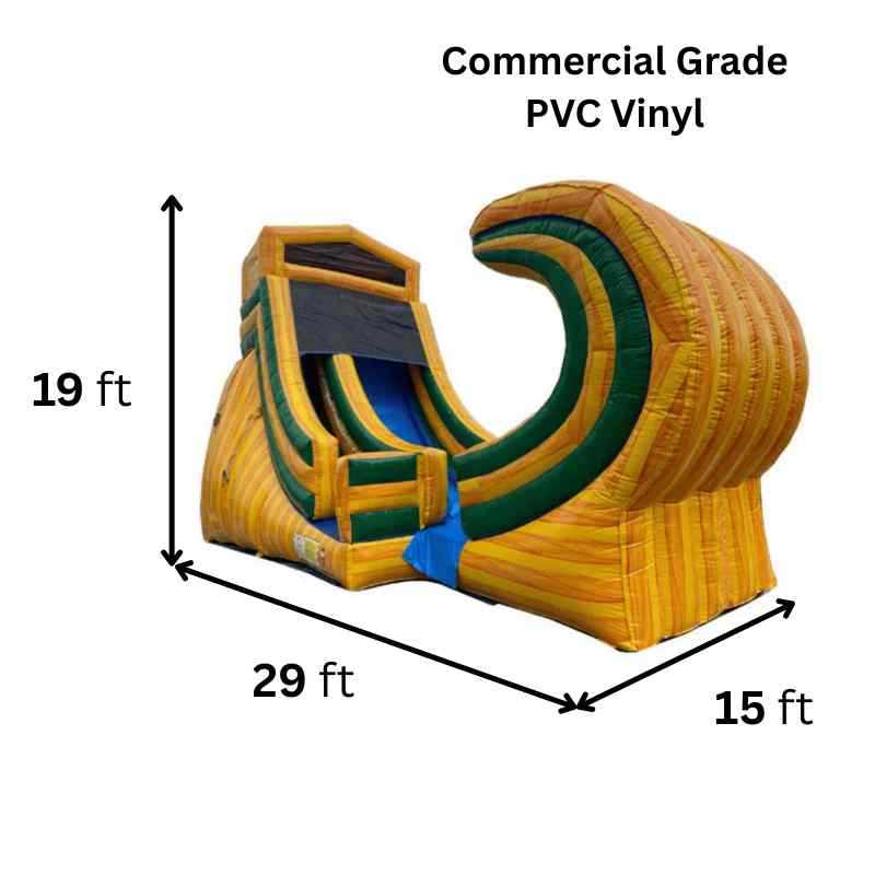 Moonwalk USA 19ft Fiesta Rapid Inflatable Water Slide Wet/Dry Dimensions and Commercial Vinyl Specifications