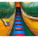 Moonwalk USA 19ft Fiesta Rapid Inflatable Water Slide Wet/Dry Ladder View with Side Holds