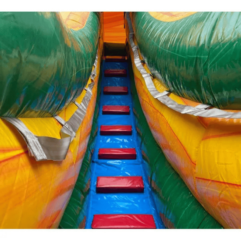 Moonwalk USA 19ft Fiesta Rapid Inflatable Water Slide Wet/Dry Ladder View with Side Holds