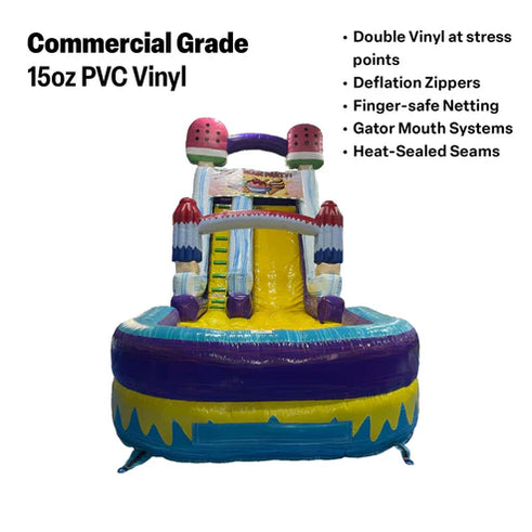 Moonwalk USA 19ft Ice Cream Inflatable Water Slide Wet/Dry safety features