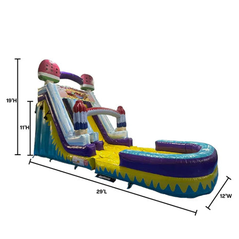 Moonwalk USA 19ft Ice Cream Inflatable Water Slide Wet/Dry dimensions view