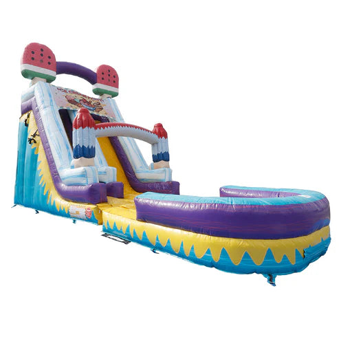 Moonwalk USA 19ft Ice Cream Inflatable Water Slide Wet/Dry Front Right View