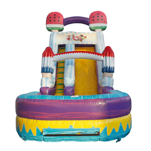 Moonwalk USA 19ft Ice Cream Inflatable Water Slide Wet/Dry Front View