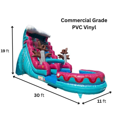 Moonwalk USA 19ft Pink and Blue Wave Inflatable Water Slide Wet/Dry Dimensions and Commercial Grade Specifications