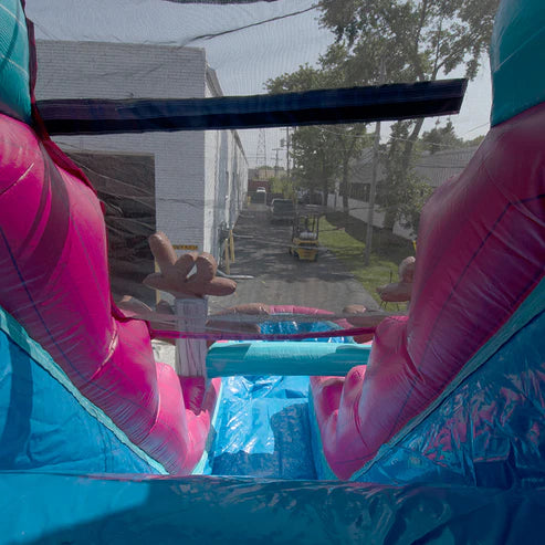 Moonwalk USA 19ft Pink and Blue Wave Inflatable Water Slide Wet/Dry Slide View