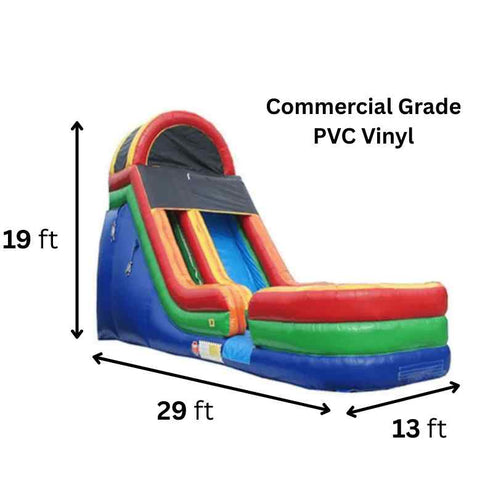 Moonwalk USA 19ft Rainbow Inflatable Water Slide W-282 29ft x 13ft x 19ft dimensions and commercial grade specifications