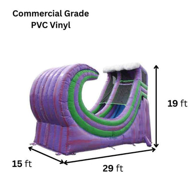 Moonwalk USA 19ft Rapid Inflatable Water Slide Wet/Dry Dimensions and Commercial Vinyl Specifications