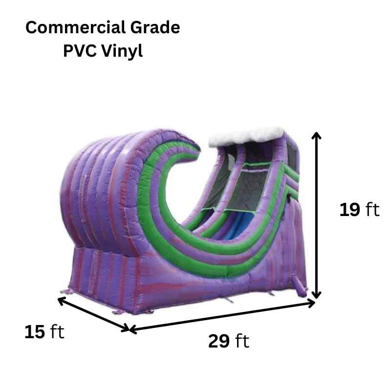 Moonwalk USA 19ft Rapid Inflatable Water Slide Wet/Dry Dimensions and Commercial Vinyl Specifications