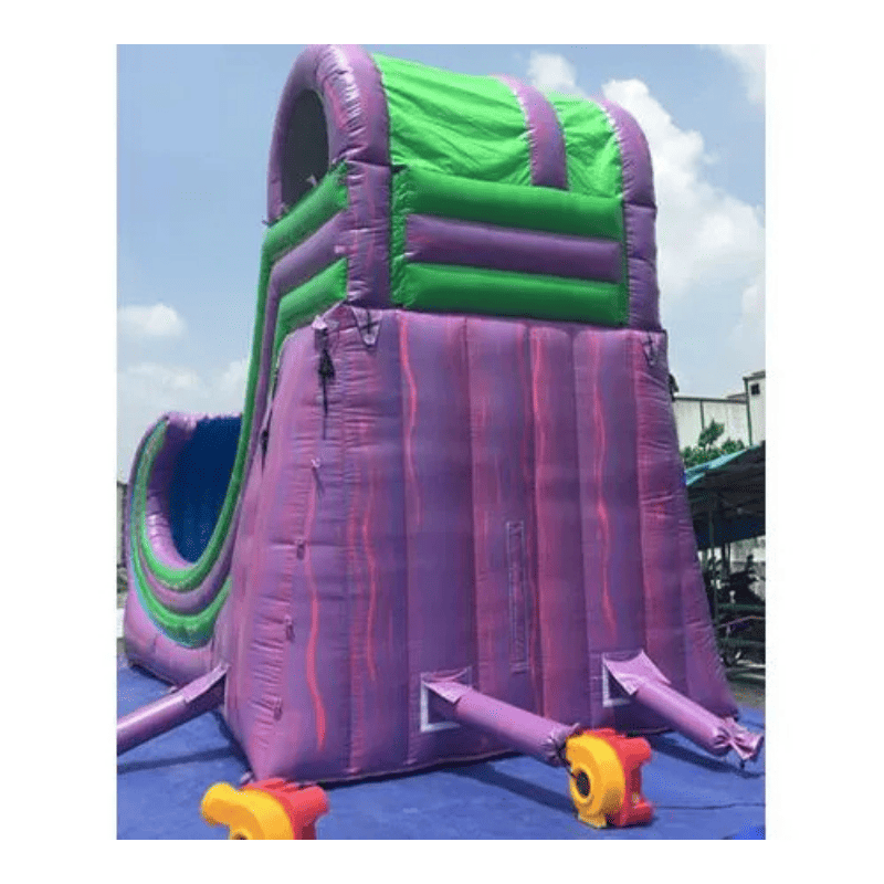 Moonwalk USA 19ft Rapid Inflatable Water Slide Wet/Dry Rear View with Blower Attached