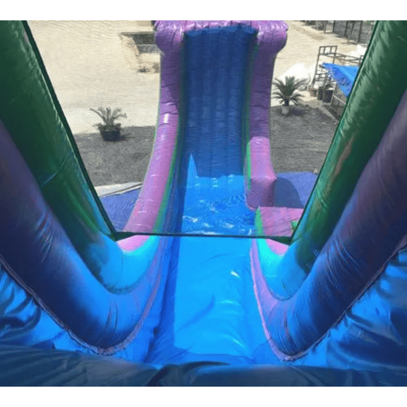 Moonwalk USA 19ft Rapid Inflatable Water Slide Wet/Dry Slide View to Ramp
