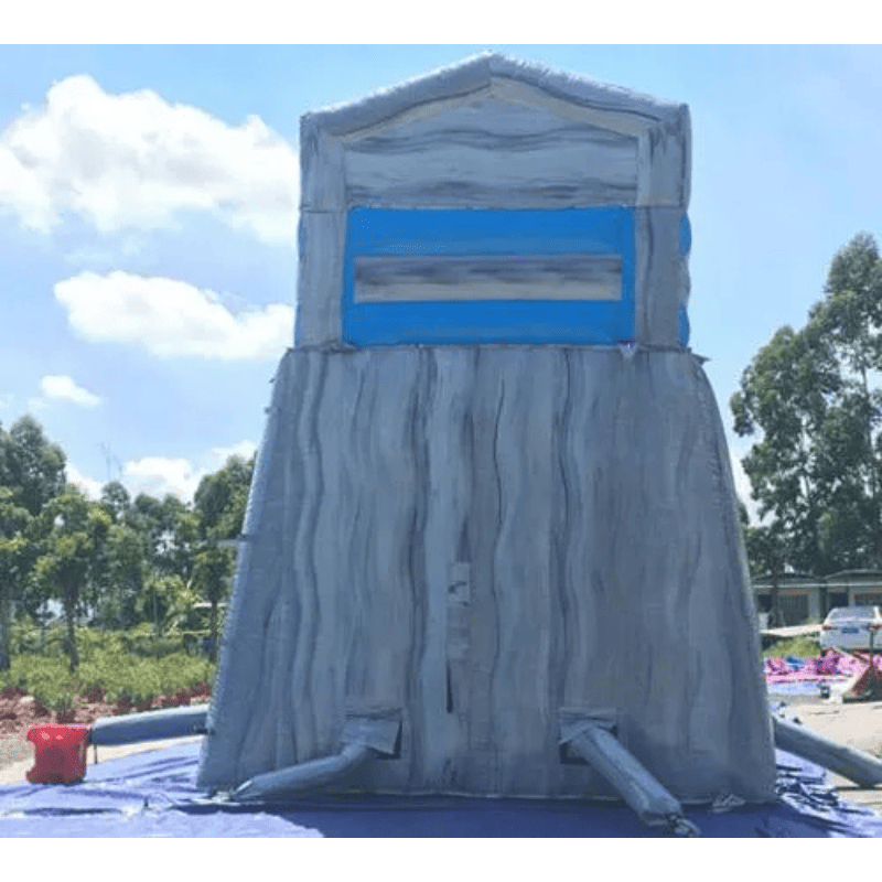 Moonwalk USA 19ft Rock Mountain Inflatable Water Slide Wet/Dry Rear View with Blower Attached