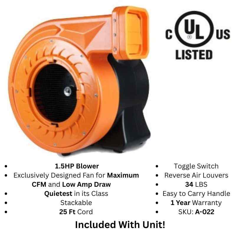 Moonwalk USA 19ft Tiki Inflatable Water Slide Wet/Dry 1.5 Horsepower Commercial Blower Included with Unit