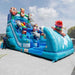 Moonwalk USA 19ft Tiki Inflatable Water Slide Wet/Dry Front Right View Outside on Tarp