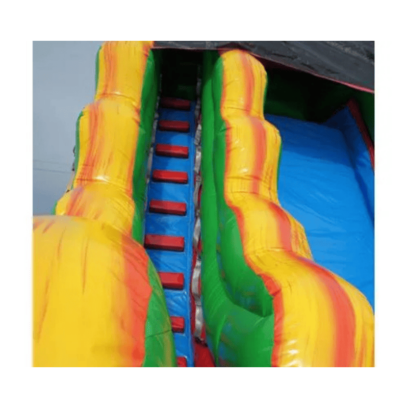 Moonwalk USA 19ft Volcano Inflatable Water Slide Wet/Dry Ladder View with Ridged Design
