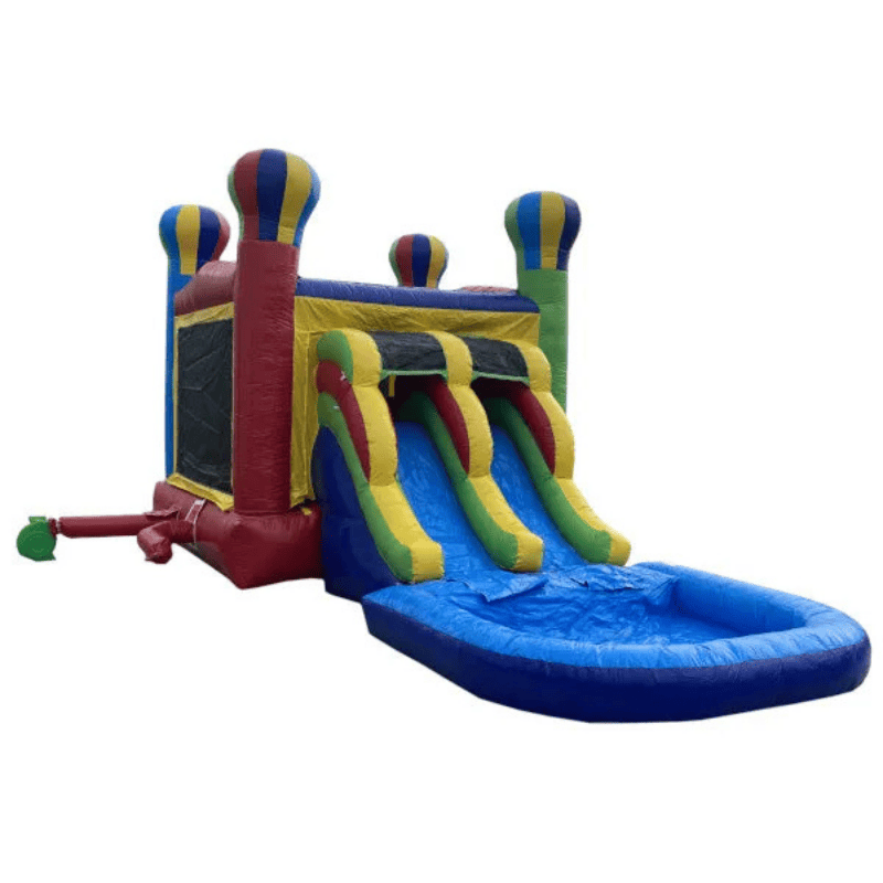 Moonwalk USA 2-Lane Balloon Combo Bounce House Side Detachable Pool View with Blower Attached