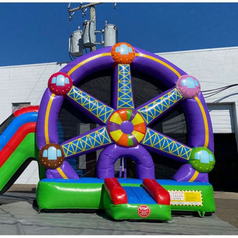 Moonwalk USA 2-Lane Ferris Wheel Combo Bounce House Wet/Dry Front View Outside