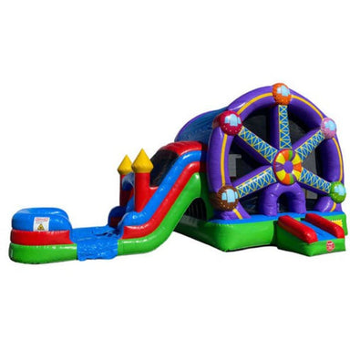 Moonwalk USA 2-Lane Ferris Wheel Combo Bounce House Wet/Dry Front Right View