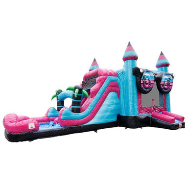 Moonwalk USA 2-Lane Life Is Good Combo Bounce House Wet/Dry Front Right View