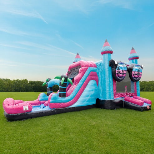 Moonwalk USA 2-Lane Life Is Good Combo Bounce House Wet/Dry Outside View