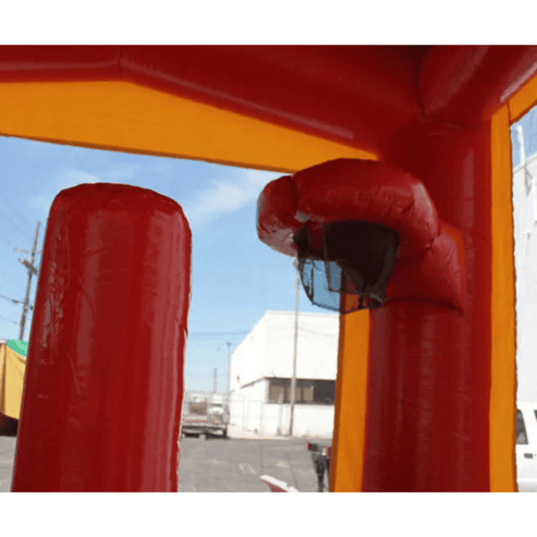 2-lane module combo bounce house interior basketball hoop pop-ups bounce area