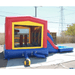 Moonwalk USA 2-Lane Module Combo Bounce House Rear View with Blower Attached and Tarp Under