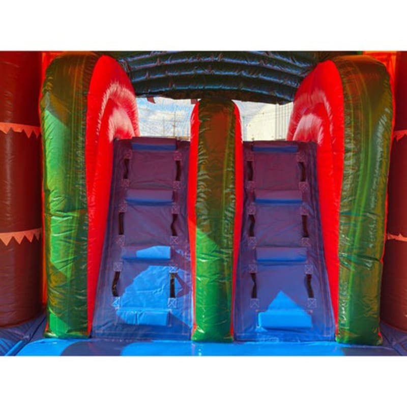 Moonwalk USA 2-Lane Palm Tree Combo Bounce House Wet/Dry Dual Ladder View to Slides