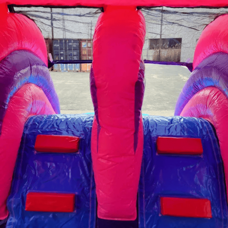 Moonwalk USA 2-Lane Pink Castle Combo Bounce House Dual Ladder Inside View