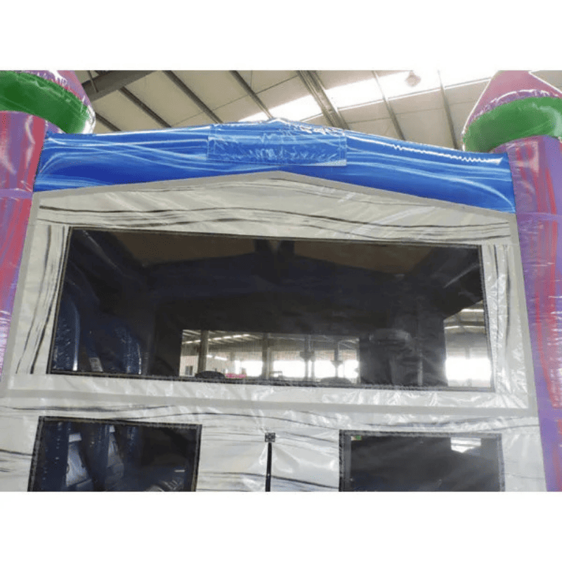 Moonwalk USA 2-Lane Purple Bounce House Combo Wet n Dry Front Modular Panel View