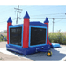 Moonwalk USA 2-Lane Red and Blue Combo Bounce House Rear Left View with Blower Attached