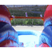 Moonwalk USA 2-Lane Red and Blue Combo Bounce House Slide View