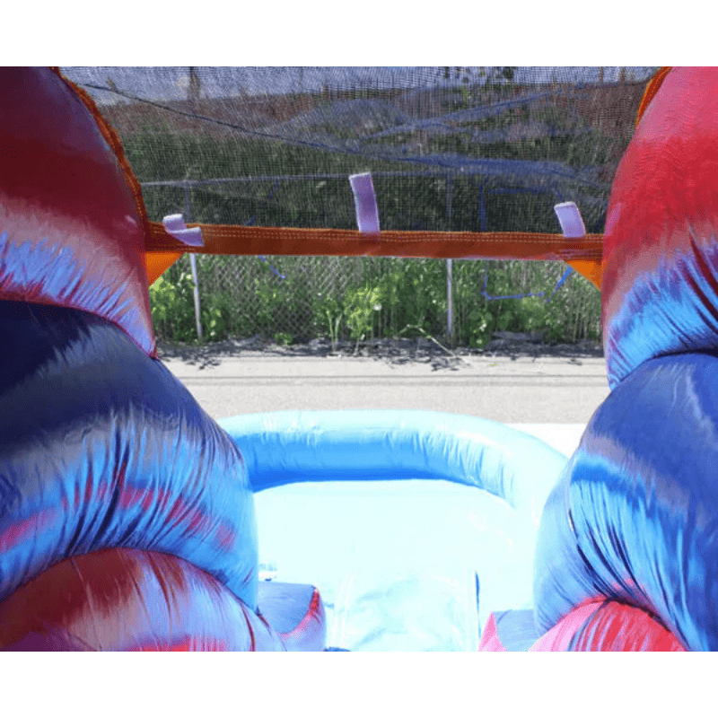 Moonwalk USA 2-Lane Red and Blue Combo Bounce House Slide View