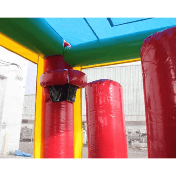 2-lane sports combo bounce house interior basketball hoop pop-ups bounce area