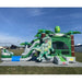Moonwalk USA 2-Lane T-Rex Combo Bounce House Wet/Dry Front View Outside with Tarp Under