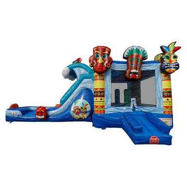 Moonwalk USA 2-Lane Tiki Combo Bounce House Wet/Dry Front View