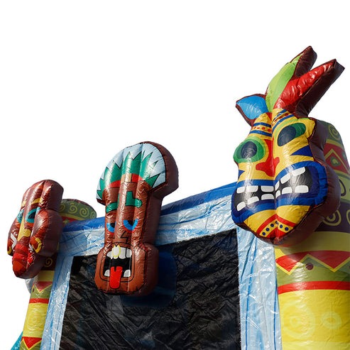 Moonwalk USA 2-Lane Tiki Combo Bounce House Wet/Dry Tiki Designs