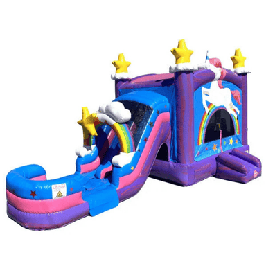 Moonwalk USA 2-Lane Unicorn Combo Bounce House Wet/Dry Front Right View