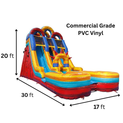Moonwalk USA 20ft Dual Lane Sunrise Inflatable Water Slide Wet/Dry dimensions view