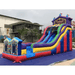 Moonwalk USA 21ft Carnival Inflatable Water Slide Wet/Dry Front Left View Outside with Tarp Under
