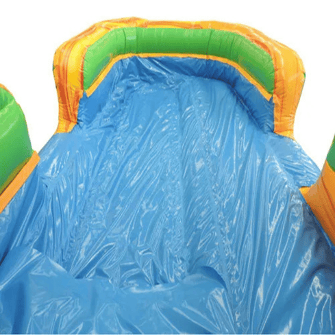 Moonwalk USA 21ft Palm Tree Inflatable Water Slide W-292 tropical slide channel and pool detail
