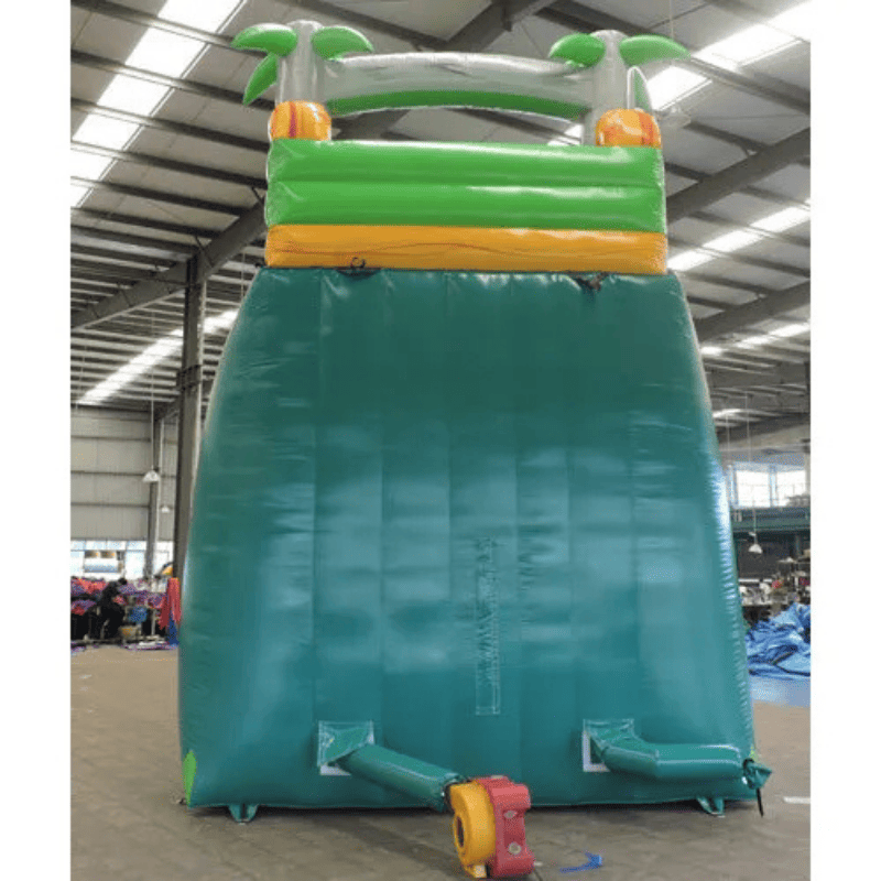 Moonwalk USA 21ft Palm Tree Inflatable Water Slide Wet/Dry Rear View with Blower Attached