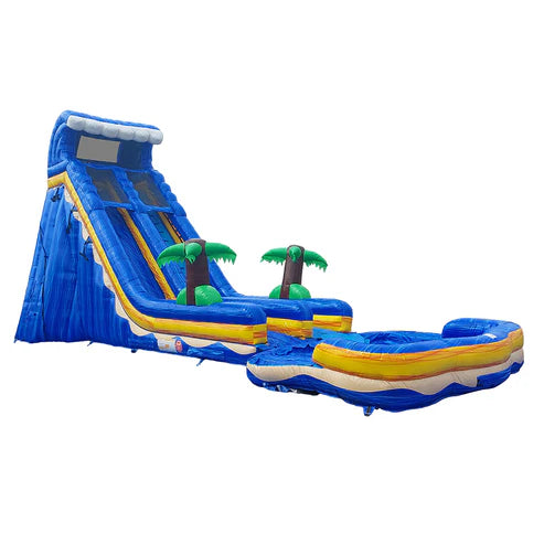 Moonwalk USA 24ft Blue Wave Super Inflatable Water Slide Wet/Dry Front Right View