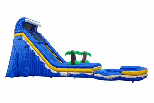 Moonwalk USA 24ft Blue Wave Super Inflatable Water Slide Wet/Dry side view